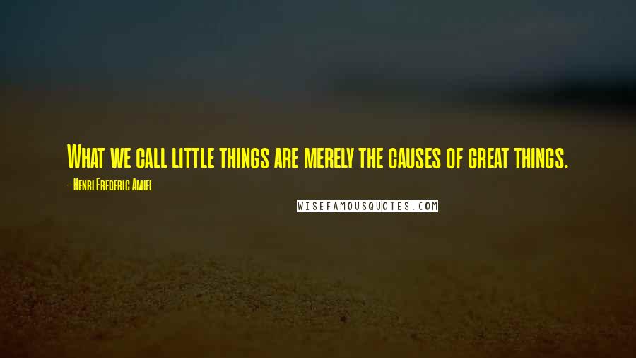 Henri Frederic Amiel Quotes: What we call little things are merely the causes of great things.