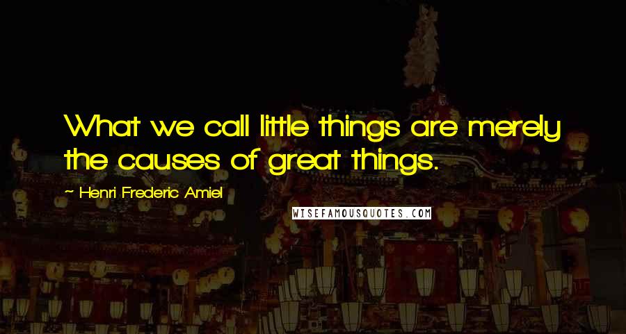 Henri Frederic Amiel Quotes: What we call little things are merely the causes of great things.