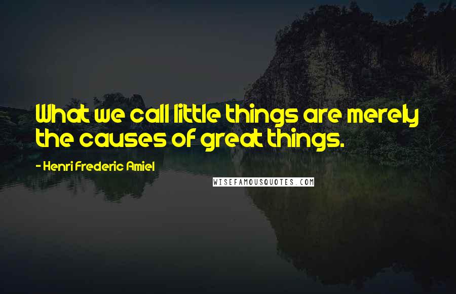 Henri Frederic Amiel Quotes: What we call little things are merely the causes of great things.