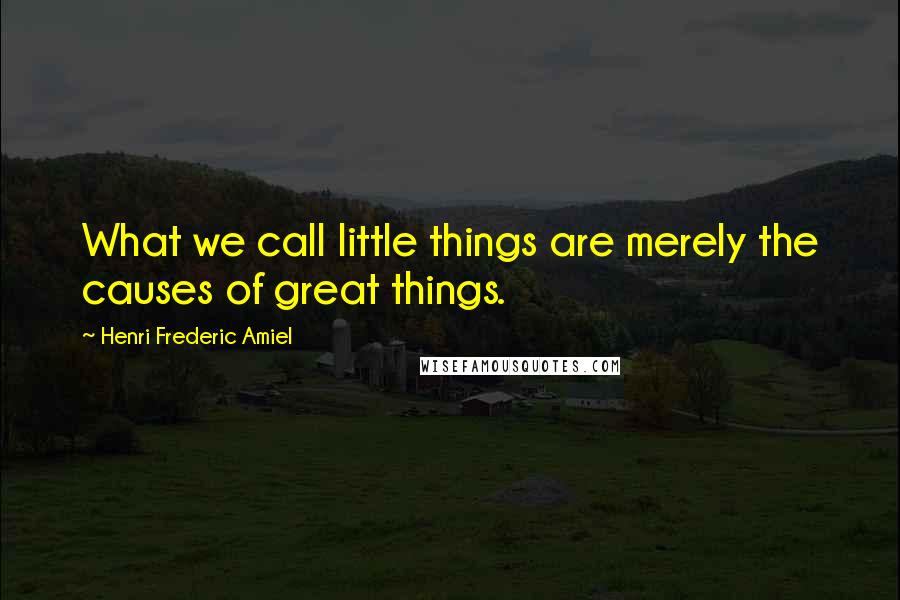 Henri Frederic Amiel Quotes: What we call little things are merely the causes of great things.