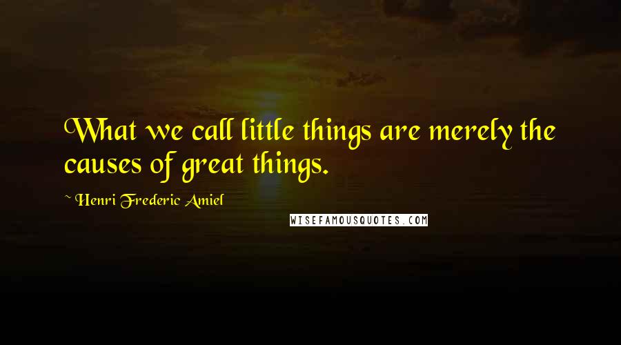 Henri Frederic Amiel Quotes: What we call little things are merely the causes of great things.