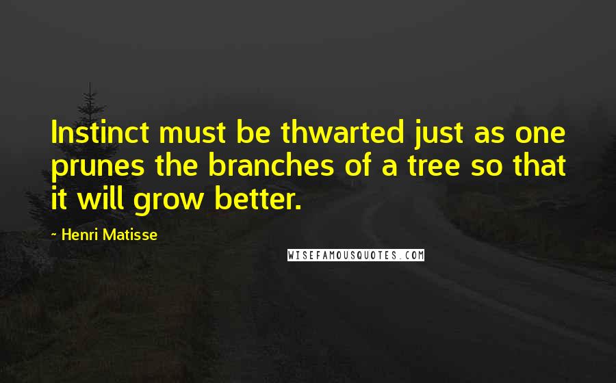 Henri Matisse Quotes: Instinct must be thwarted just as one prunes the branches of a tree so that it will grow better.