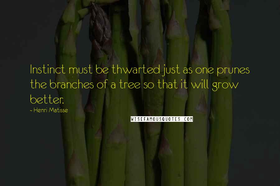 Henri Matisse Quotes: Instinct must be thwarted just as one prunes the branches of a tree so that it will grow better.