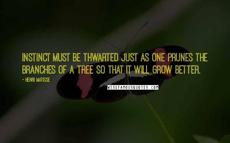 Henri Matisse Quotes: Instinct must be thwarted just as one prunes the branches of a tree so that it will grow better.