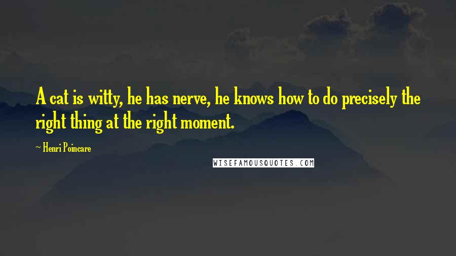 Henri Poincare Quotes: A cat is witty, he has nerve, he knows how to do precisely the right thing at the right moment.