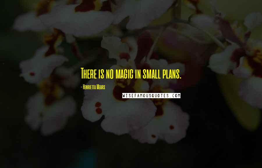 Henrietta Mears Quotes: There is no magic in small plans.