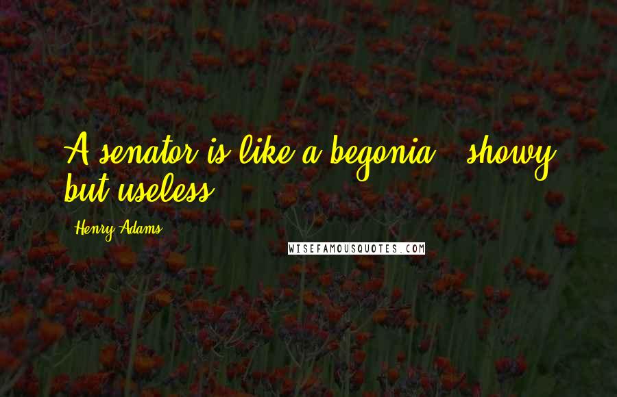 Henry Adams Quotes: A senator is like a begonia - showy but useless.