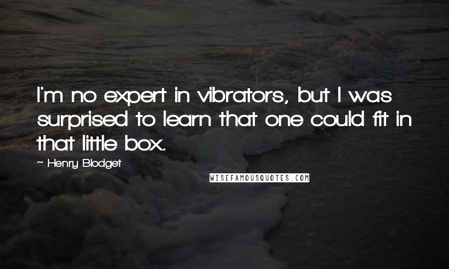 Henry Blodget Quotes: I'm no expert in vibrators, but I was surprised to learn that one could fit in that little box.