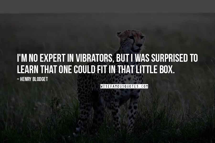 Henry Blodget Quotes: I'm no expert in vibrators, but I was surprised to learn that one could fit in that little box.