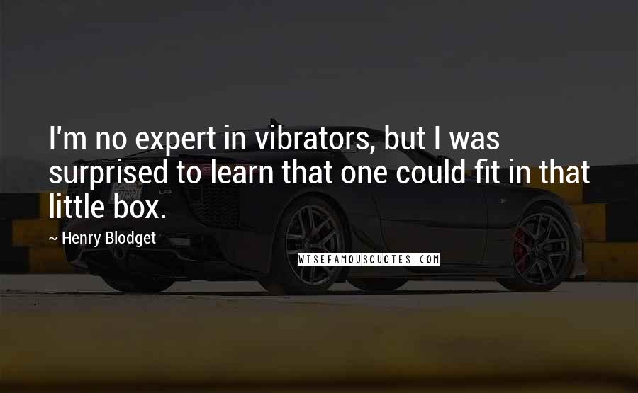 Henry Blodget Quotes: I'm no expert in vibrators, but I was surprised to learn that one could fit in that little box.
