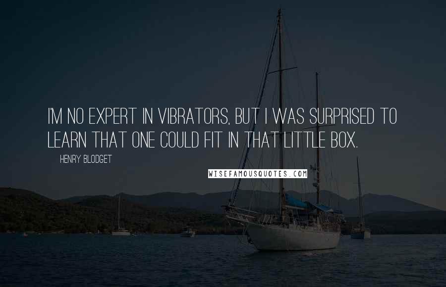 Henry Blodget Quotes: I'm no expert in vibrators, but I was surprised to learn that one could fit in that little box.