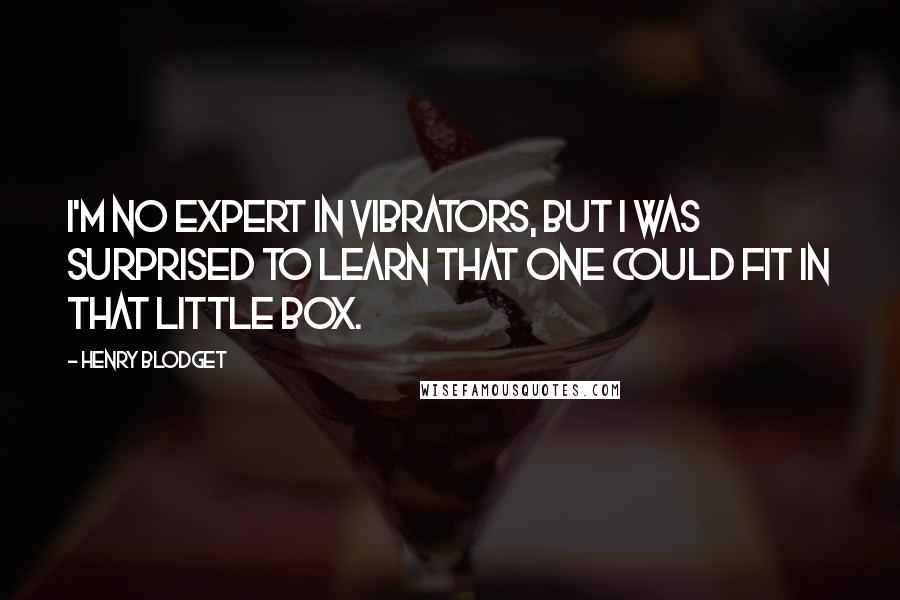 Henry Blodget Quotes: I'm no expert in vibrators, but I was surprised to learn that one could fit in that little box.