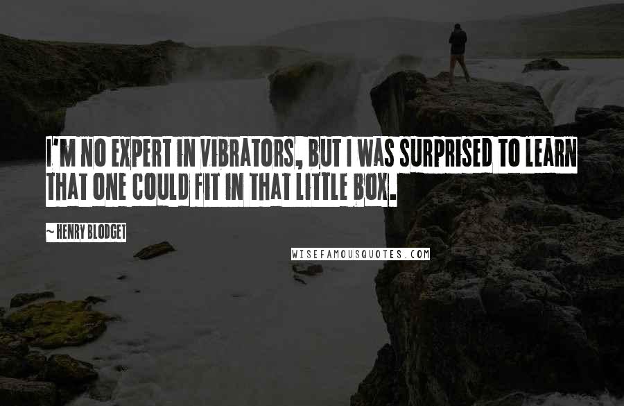 Henry Blodget Quotes: I'm no expert in vibrators, but I was surprised to learn that one could fit in that little box.