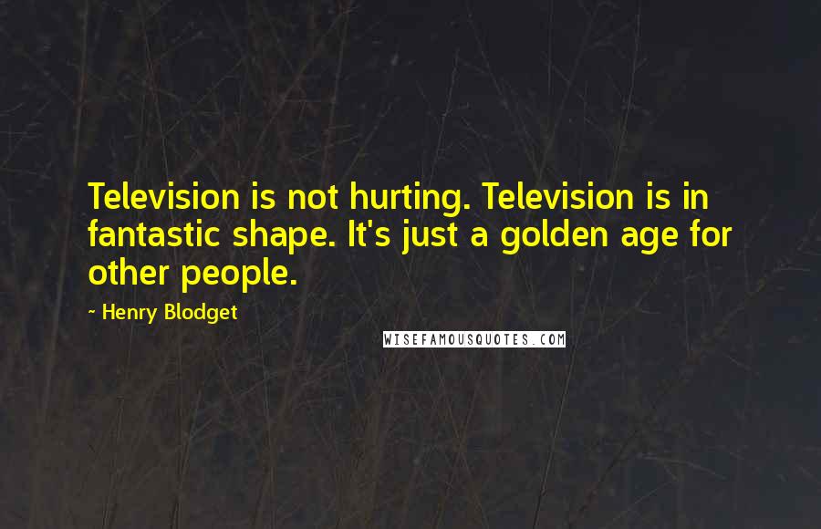 Henry Blodget Quotes: Television is not hurting. Television is in fantastic shape. It's just a golden age for other people.