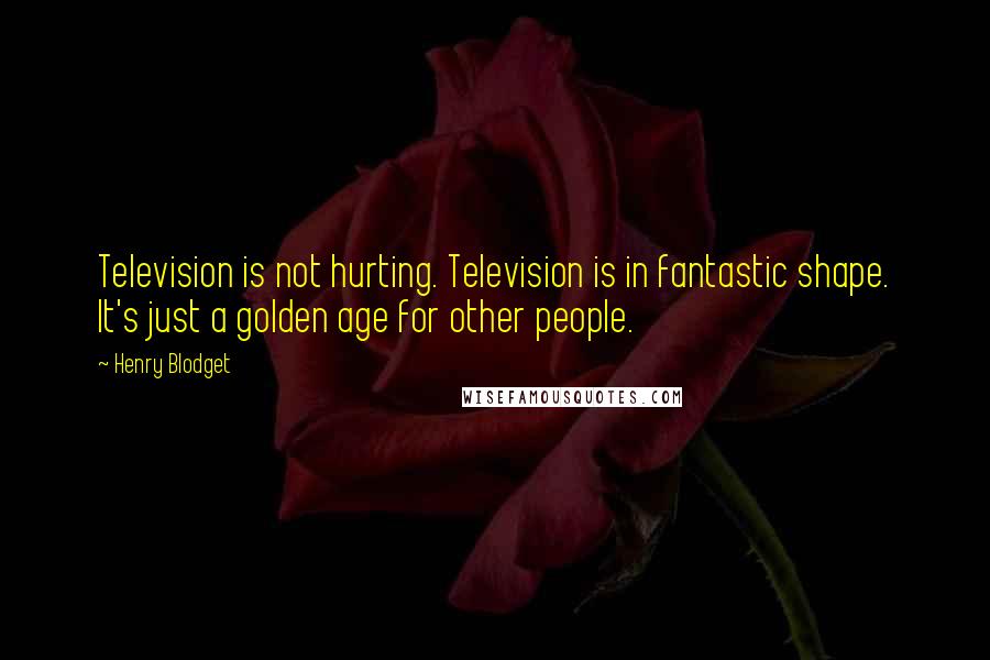 Henry Blodget Quotes: Television is not hurting. Television is in fantastic shape. It's just a golden age for other people.