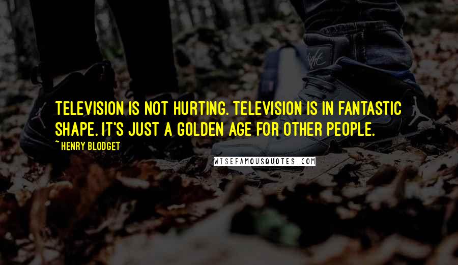 Henry Blodget Quotes: Television is not hurting. Television is in fantastic shape. It's just a golden age for other people.