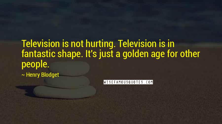 Henry Blodget Quotes: Television is not hurting. Television is in fantastic shape. It's just a golden age for other people.