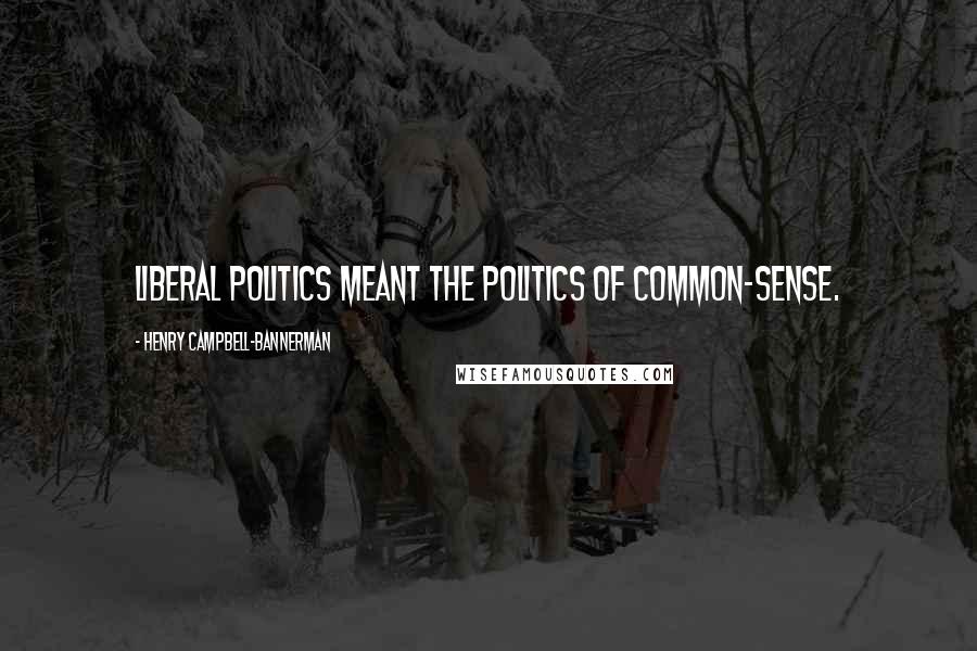 Henry Campbell-Bannerman Quotes: Liberal politics meant the politics of common-sense.