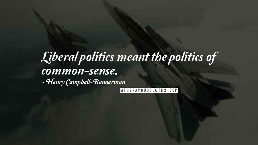 Henry Campbell-Bannerman Quotes: Liberal politics meant the politics of common-sense.