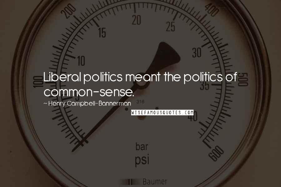 Henry Campbell-Bannerman Quotes: Liberal politics meant the politics of common-sense.