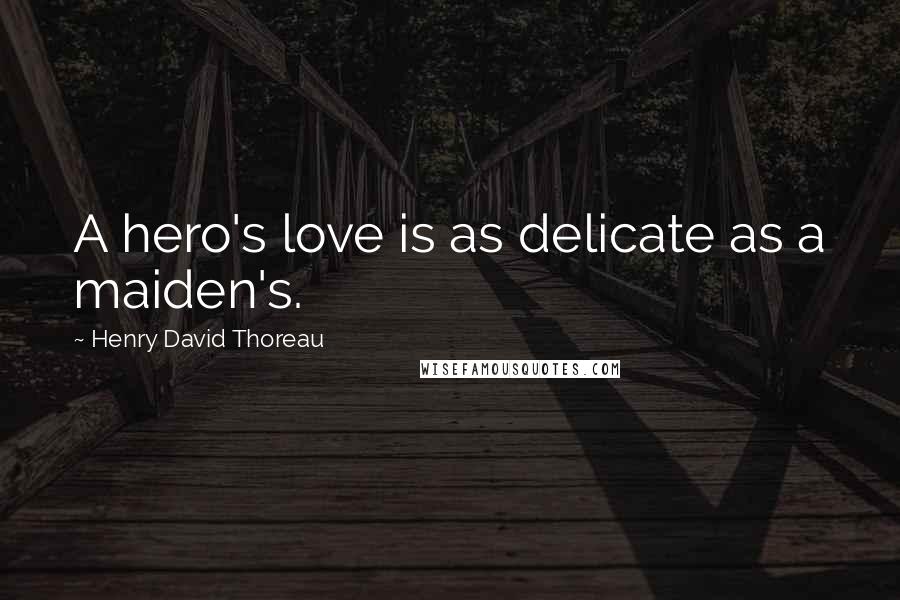 Henry David Thoreau Quotes: A hero's love is as delicate as a maiden's.