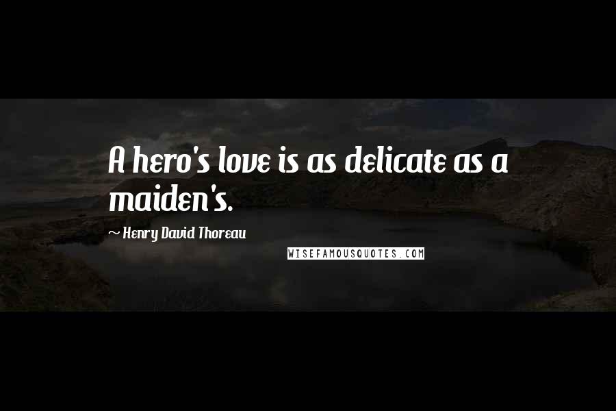 Henry David Thoreau Quotes: A hero's love is as delicate as a maiden's.