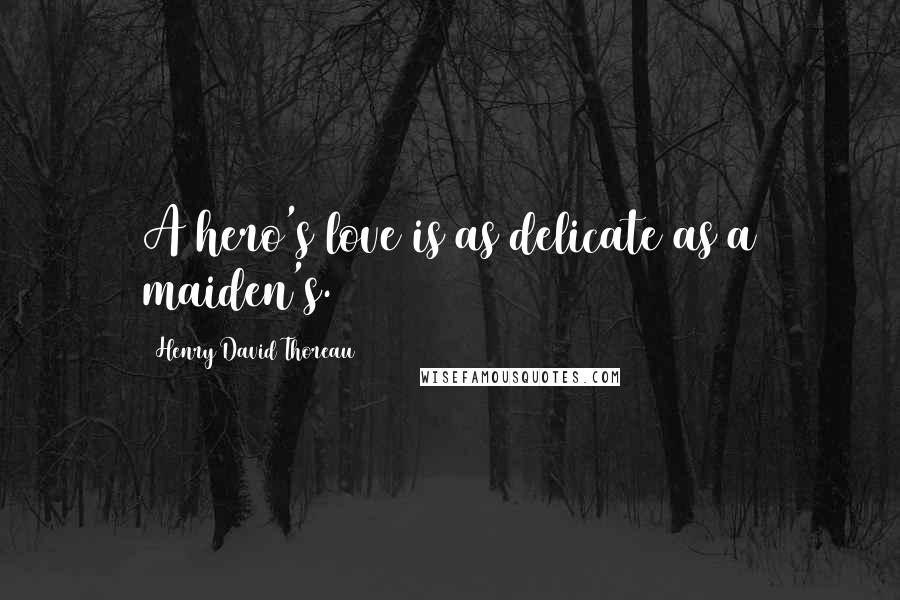 Henry David Thoreau Quotes: A hero's love is as delicate as a maiden's.