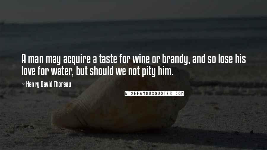 Henry David Thoreau Quotes: A man may acquire a taste for wine or brandy, and so lose his love for water, but should we not pity him.