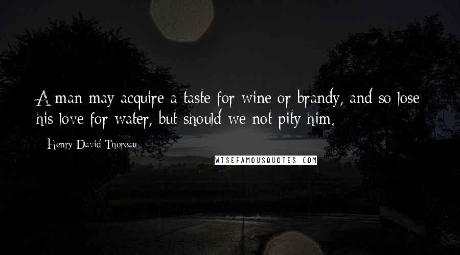 Henry David Thoreau Quotes: A man may acquire a taste for wine or brandy, and so lose his love for water, but should we not pity him.