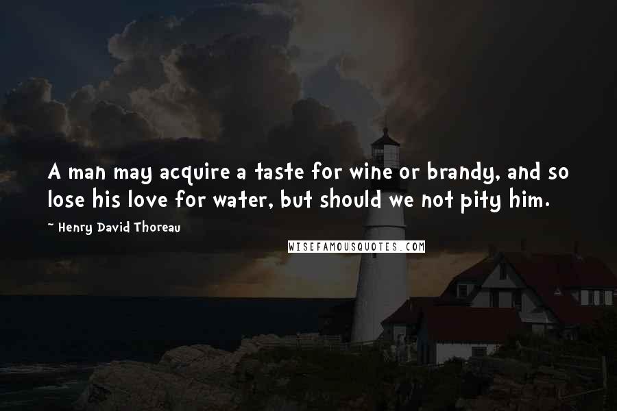 Henry David Thoreau Quotes: A man may acquire a taste for wine or brandy, and so lose his love for water, but should we not pity him.