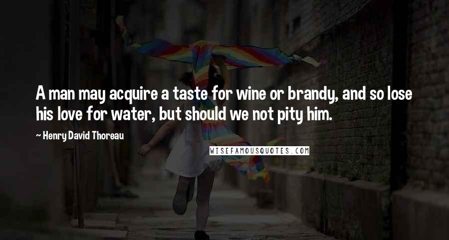 Henry David Thoreau Quotes: A man may acquire a taste for wine or brandy, and so lose his love for water, but should we not pity him.