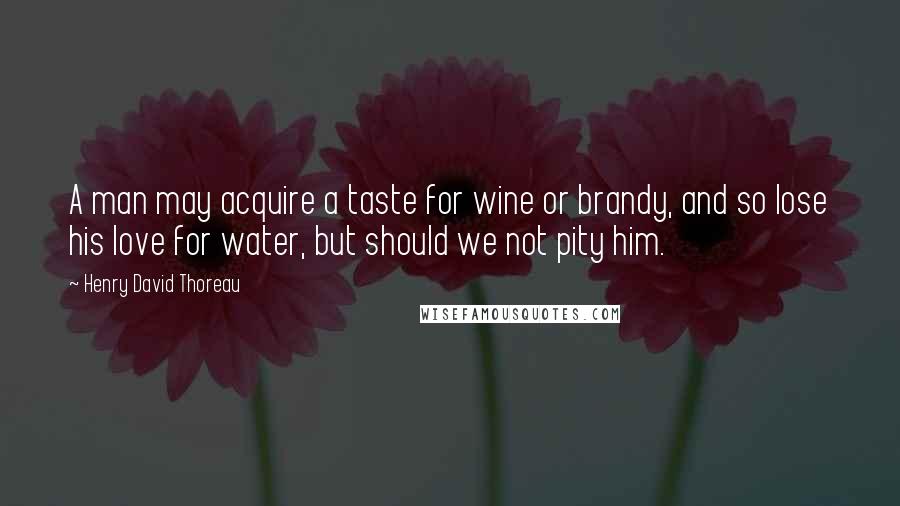 Henry David Thoreau Quotes: A man may acquire a taste for wine or brandy, and so lose his love for water, but should we not pity him.