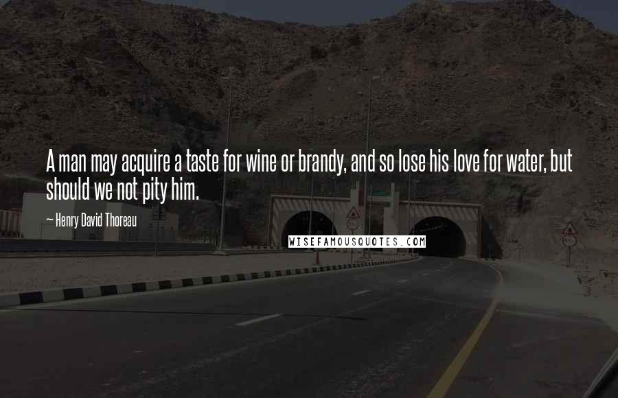 Henry David Thoreau Quotes: A man may acquire a taste for wine or brandy, and so lose his love for water, but should we not pity him.