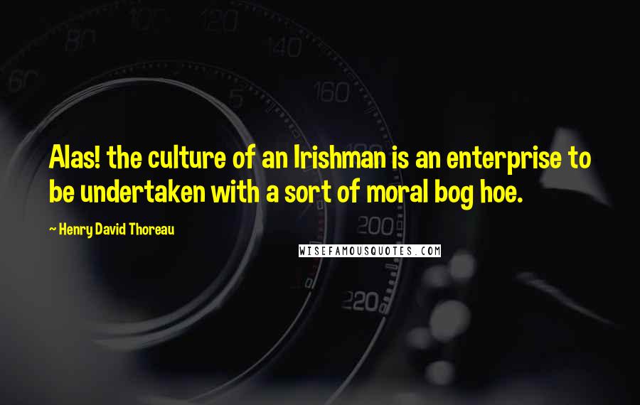 Henry David Thoreau Quotes: Alas! the culture of an Irishman is an enterprise to be undertaken with a sort of moral bog hoe.