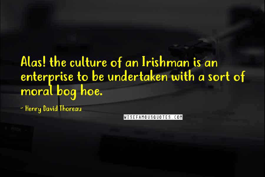 Henry David Thoreau Quotes: Alas! the culture of an Irishman is an enterprise to be undertaken with a sort of moral bog hoe.