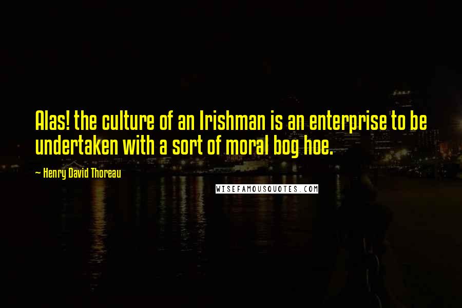 Henry David Thoreau Quotes: Alas! the culture of an Irishman is an enterprise to be undertaken with a sort of moral bog hoe.