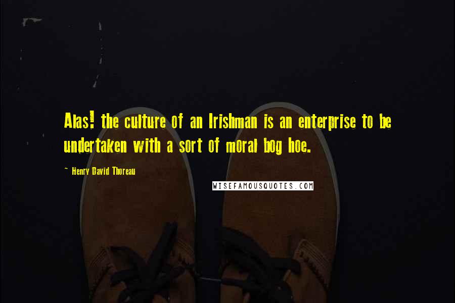 Henry David Thoreau Quotes: Alas! the culture of an Irishman is an enterprise to be undertaken with a sort of moral bog hoe.