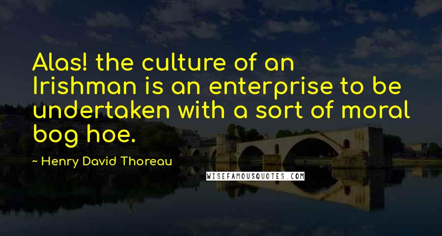 Henry David Thoreau Quotes: Alas! the culture of an Irishman is an enterprise to be undertaken with a sort of moral bog hoe.