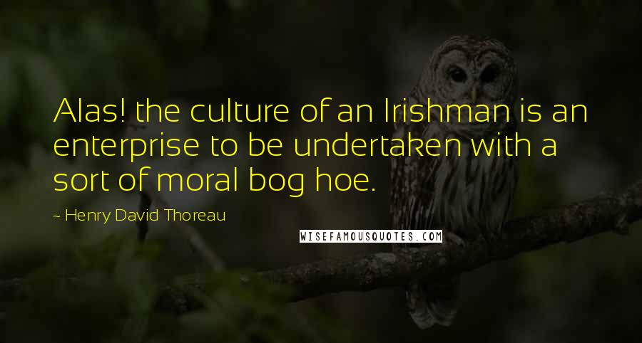 Henry David Thoreau Quotes: Alas! the culture of an Irishman is an enterprise to be undertaken with a sort of moral bog hoe.