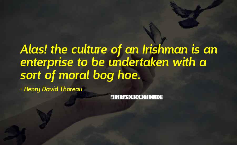 Henry David Thoreau Quotes: Alas! the culture of an Irishman is an enterprise to be undertaken with a sort of moral bog hoe.