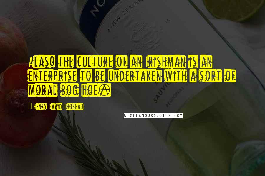 Henry David Thoreau Quotes: Alas! the culture of an Irishman is an enterprise to be undertaken with a sort of moral bog hoe.