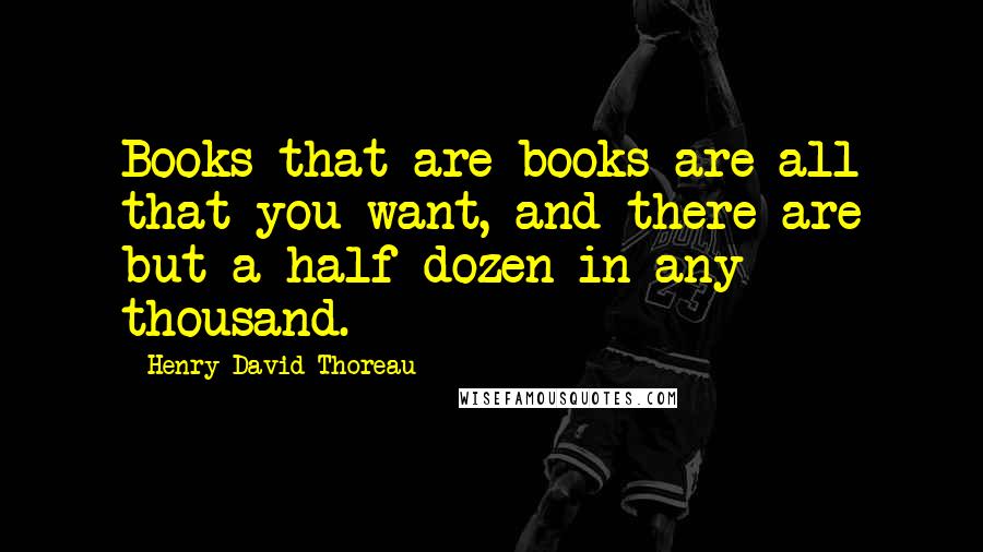 Henry David Thoreau Quotes: Books that are books are all that you want, and there are but a half dozen in any thousand.