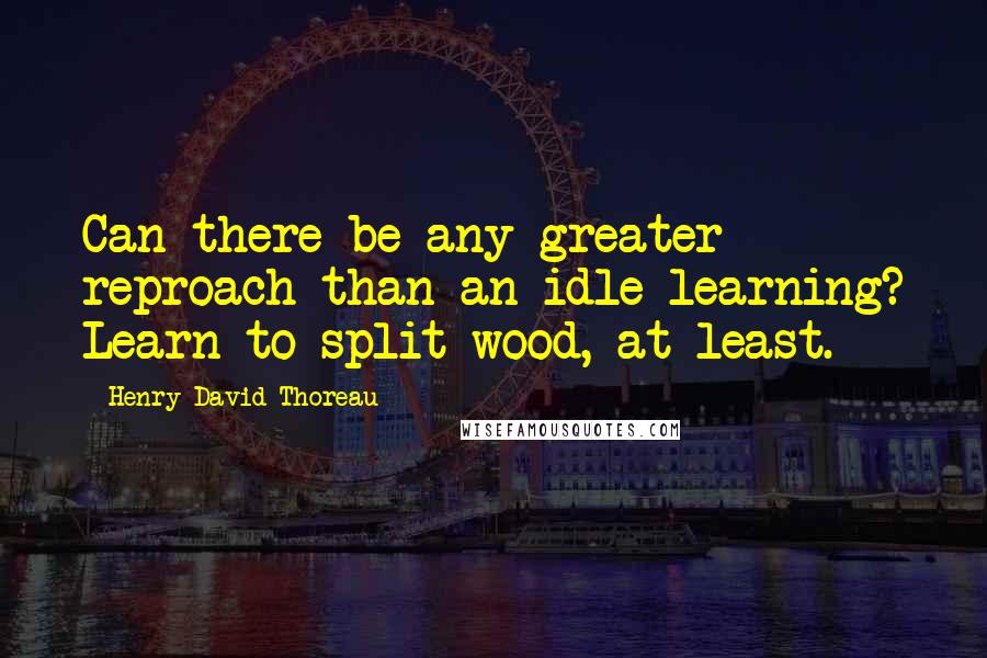 Henry David Thoreau Quotes: Can there be any greater reproach than an idle learning? Learn to split wood, at least.
