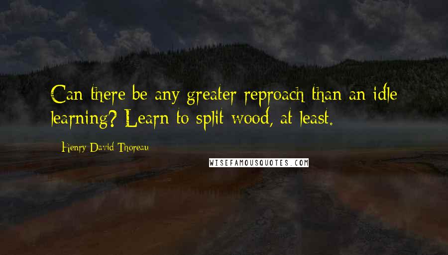 Henry David Thoreau Quotes: Can there be any greater reproach than an idle learning? Learn to split wood, at least.