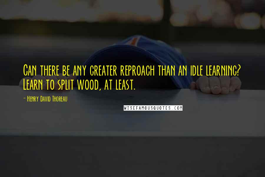 Henry David Thoreau Quotes: Can there be any greater reproach than an idle learning? Learn to split wood, at least.