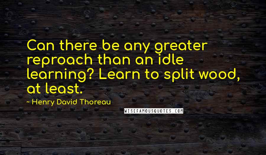 Henry David Thoreau Quotes: Can there be any greater reproach than an idle learning? Learn to split wood, at least.