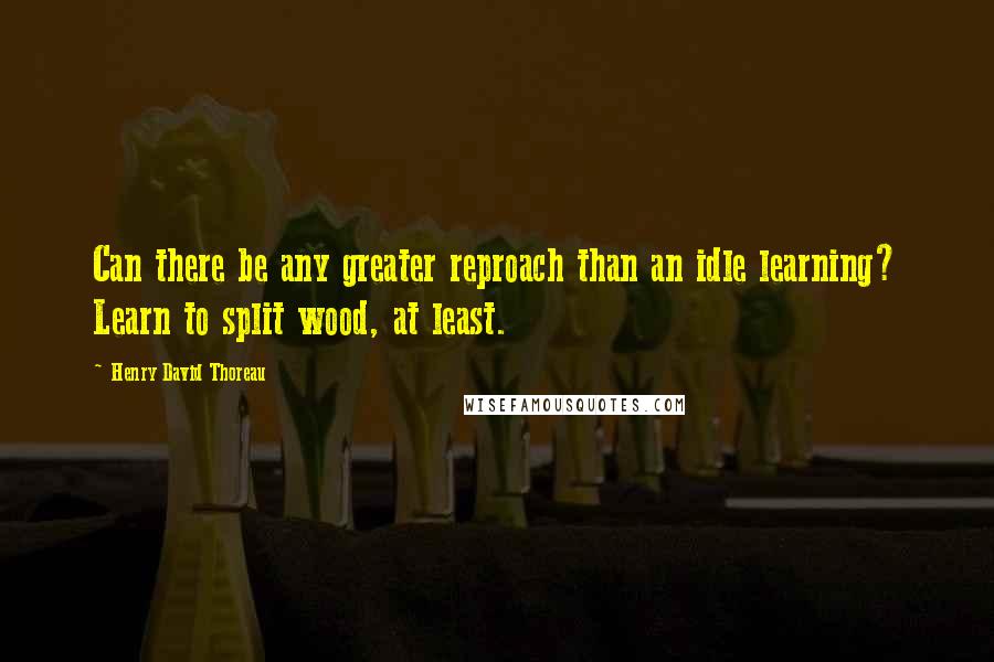 Henry David Thoreau Quotes: Can there be any greater reproach than an idle learning? Learn to split wood, at least.