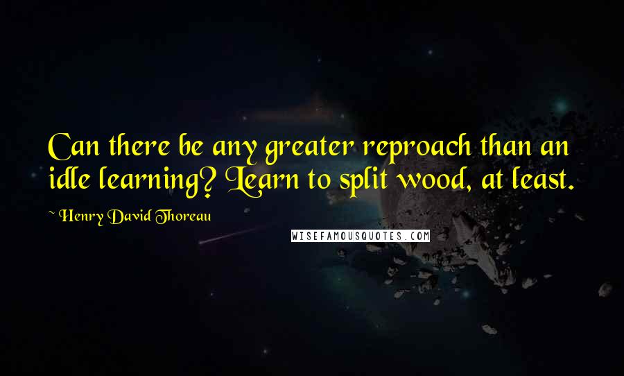 Henry David Thoreau Quotes: Can there be any greater reproach than an idle learning? Learn to split wood, at least.
