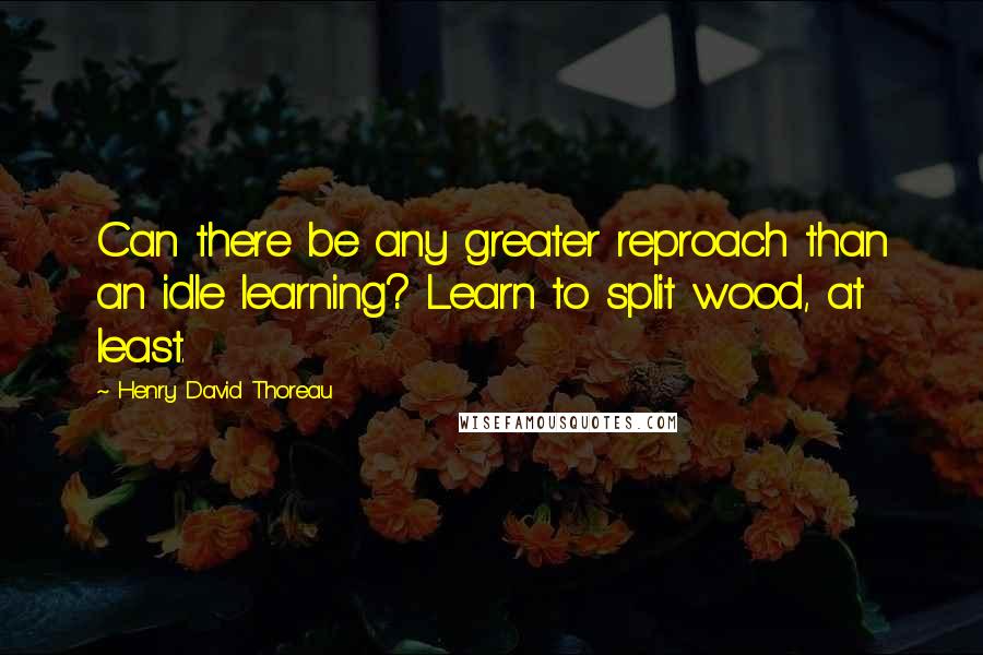 Henry David Thoreau Quotes: Can there be any greater reproach than an idle learning? Learn to split wood, at least.