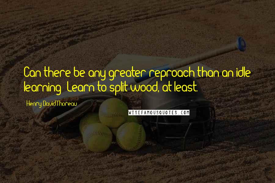 Henry David Thoreau Quotes: Can there be any greater reproach than an idle learning? Learn to split wood, at least.
